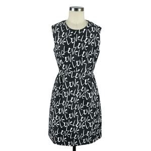 KATE SPADE Love Mindy Dress Fancy Meeting You Black White Graffiti‎ Print Size 8